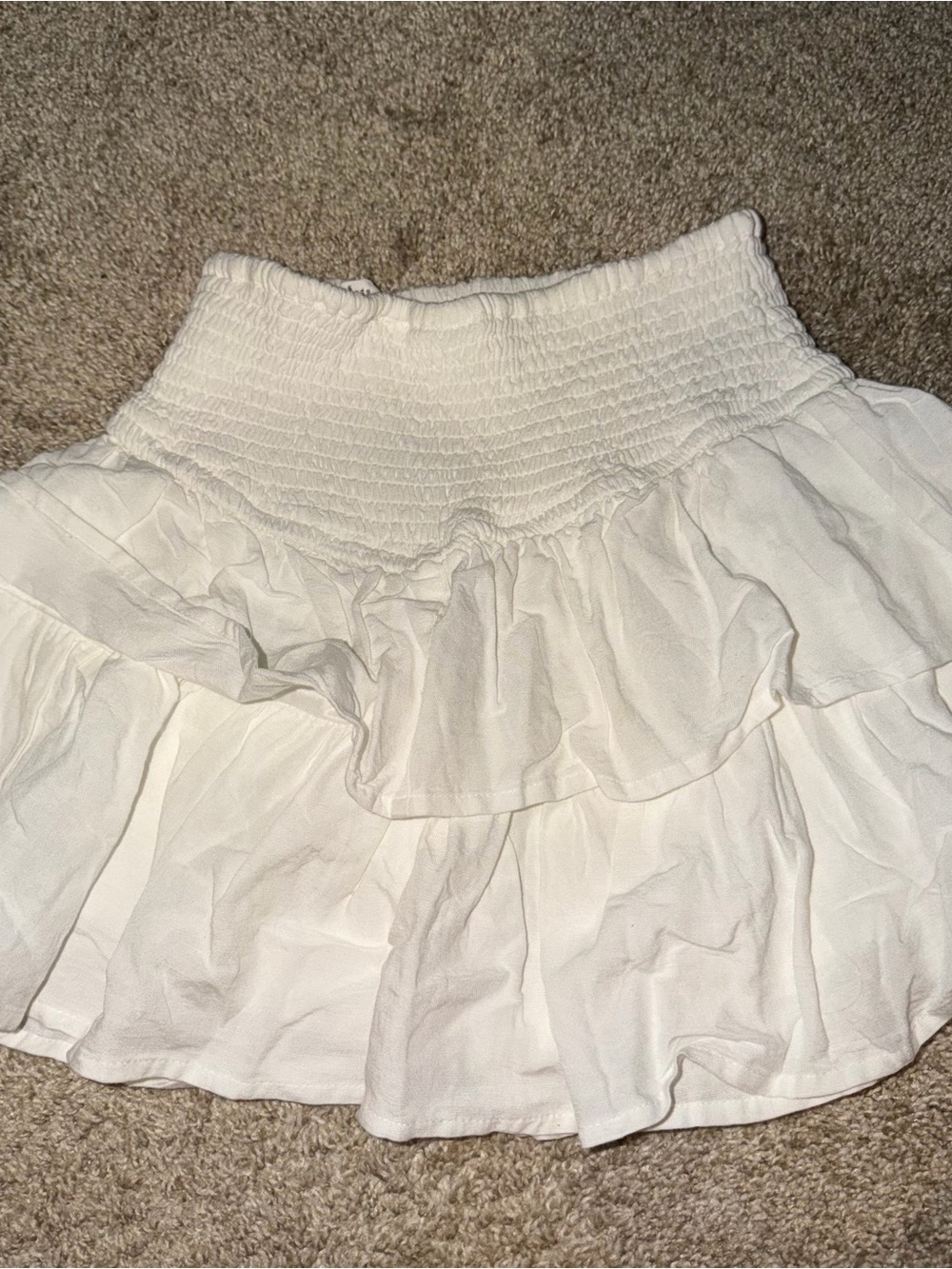 White Tiered Smocked-Waist Women's Skirt